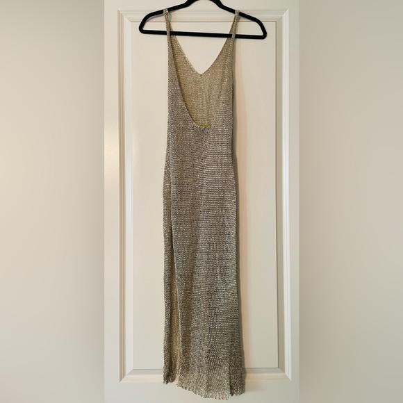 NEW WOT Hot Miami Styles Metallic Double Slit Swim Coverup - Picture 4 of 4